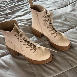 Altar'd State Cream Lace-Up Ankle Boots